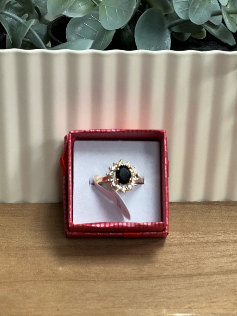 Black Stone CZ Halo Ring